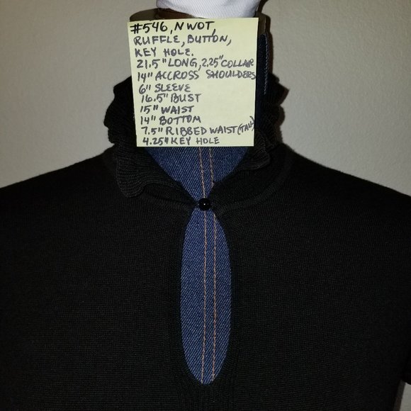 546 NWOT Cute Blck Axcess Liz Claiborne Knit S Top - Picture 2 of 11